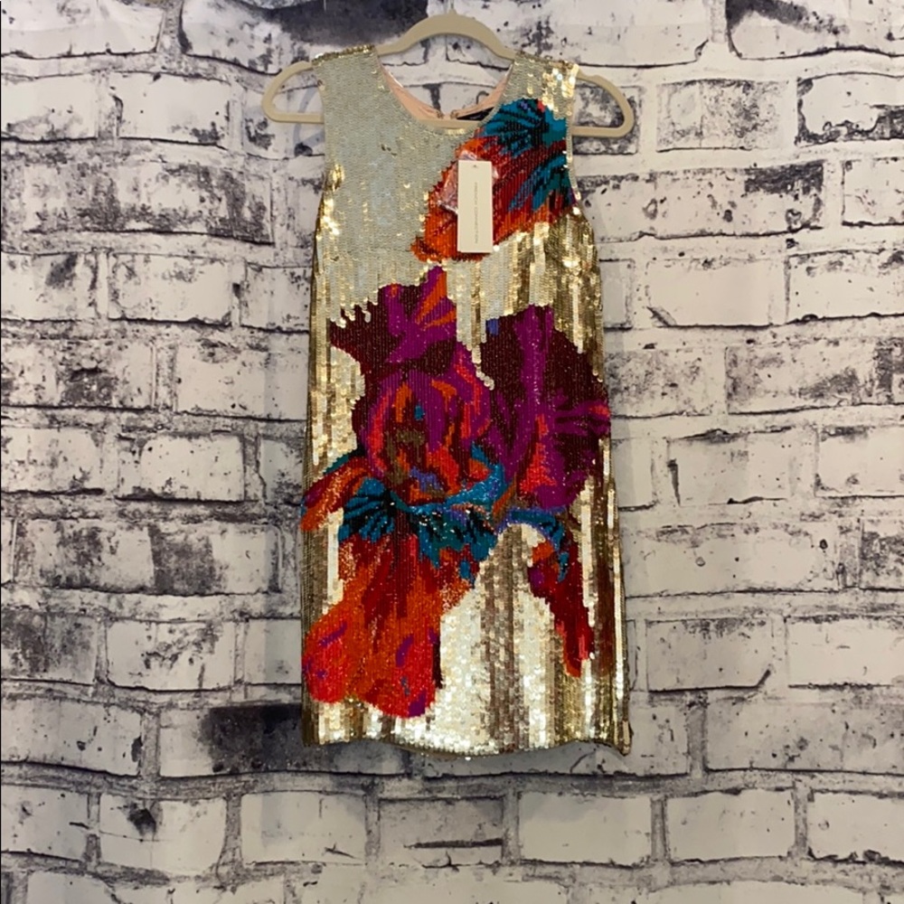 French Connection- Gold sequin short dress BNWT